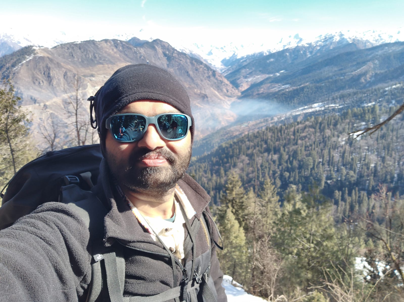 Forest valley view during the descent from Kedarkantha